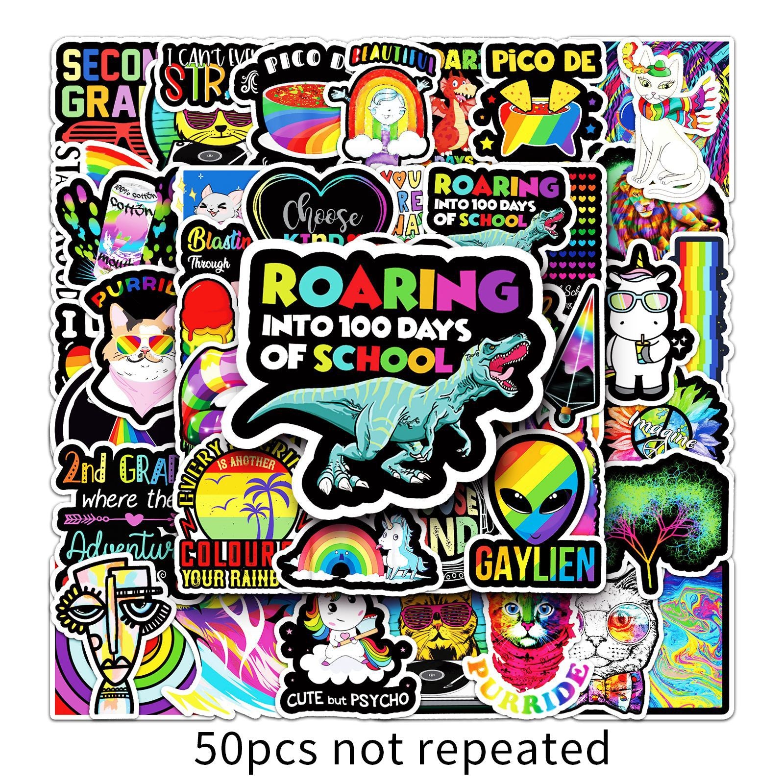 Wholesale 50pcs personalized DIY color rainbow stickers